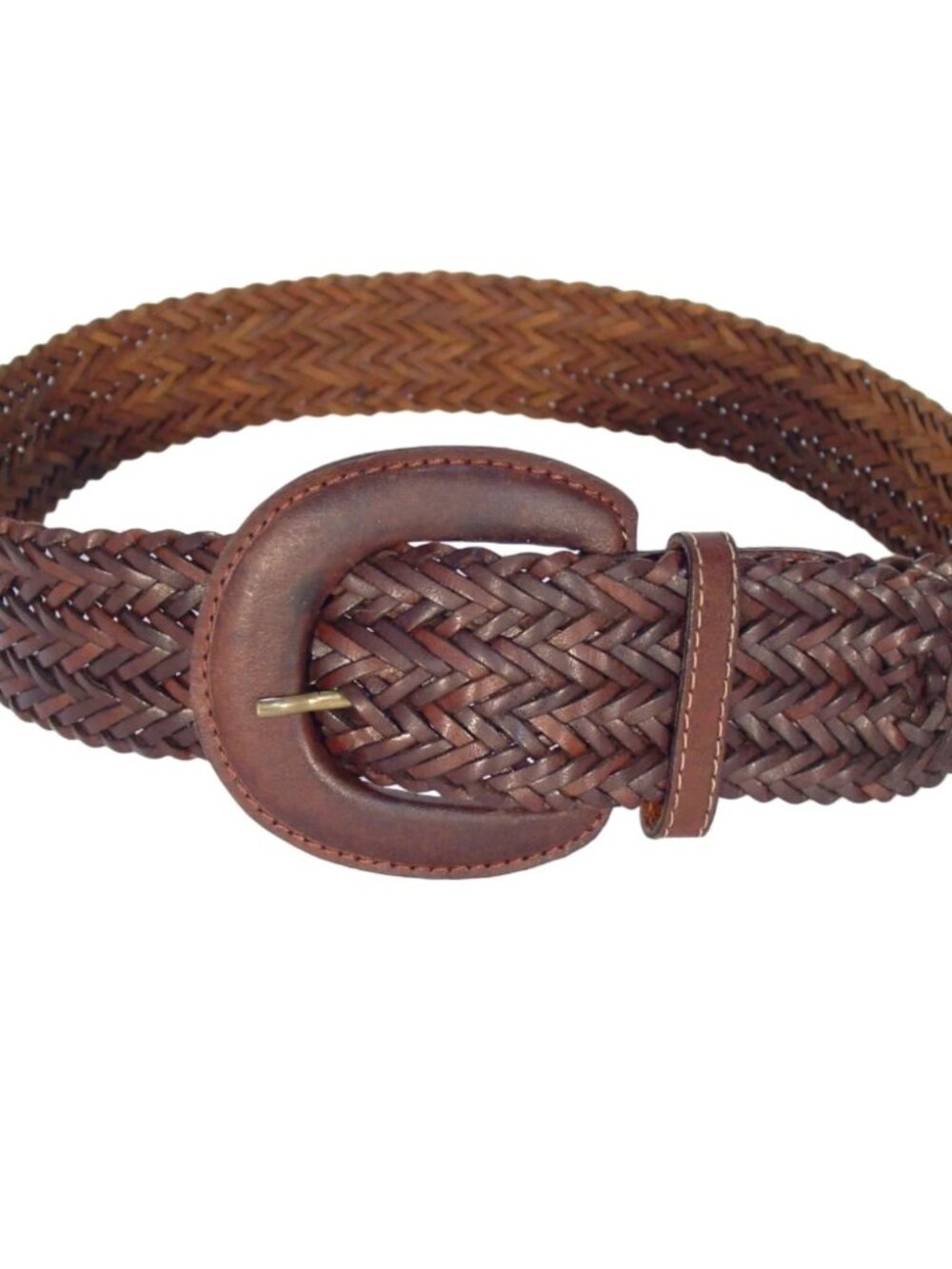 HANDWOVEN Brown Leather Braided Belt Women's S/M - Made in INDIA